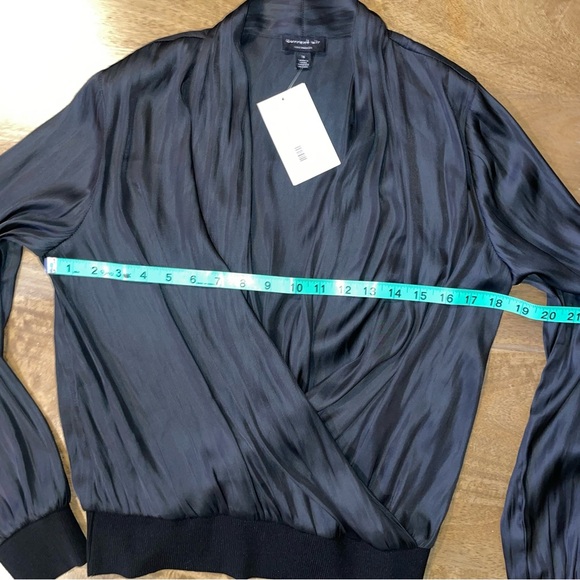 Current Air Surplice Satin Long Sleeve Top - Picture 6 of 13